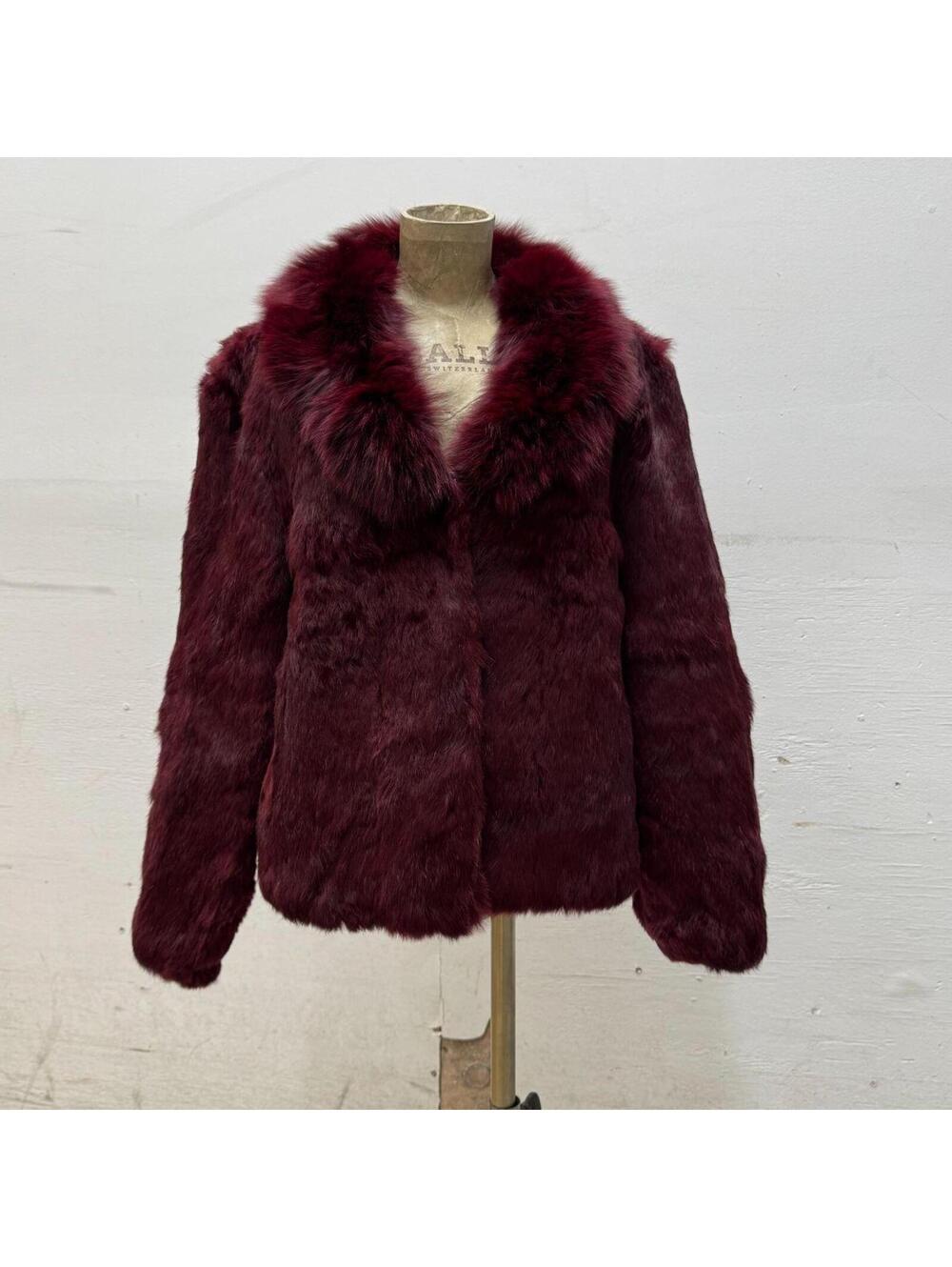 Vintage Ruby Red Rabbit Fox Fur Statement Jacket